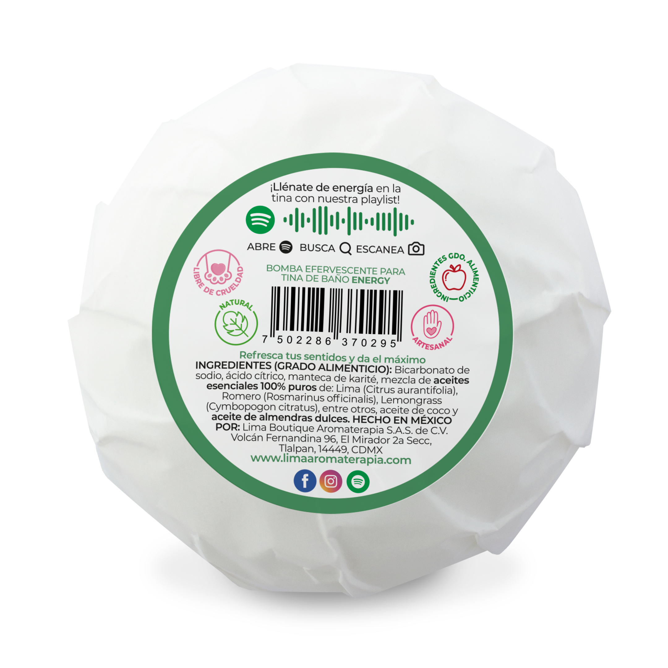 Bomba efervescente para tina Lima Aromaterapia 220 g