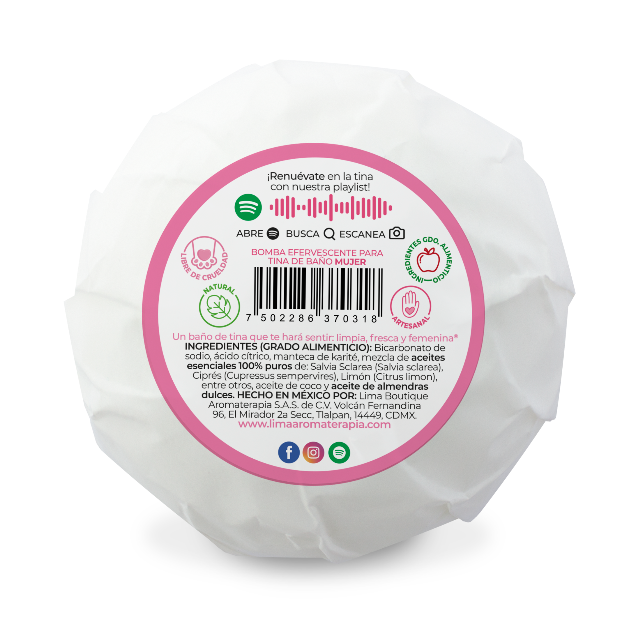 Bomba efervescente para tina Lima Aromaterapia 220 g