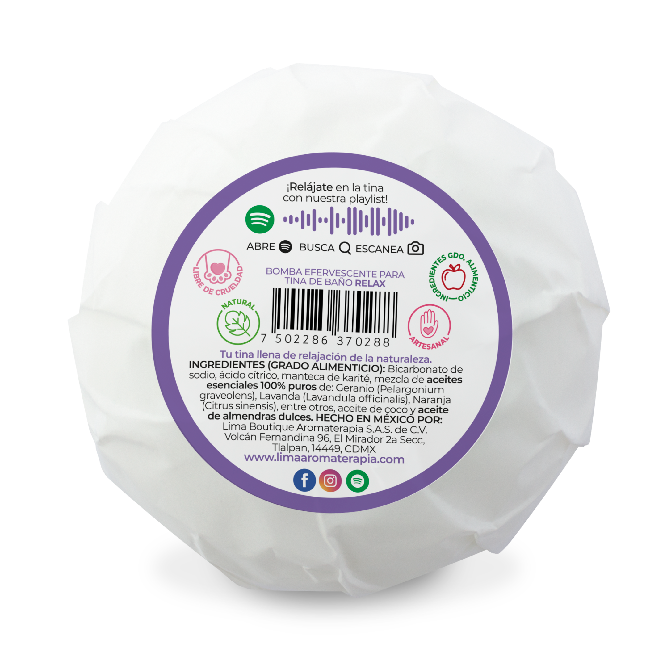 Bomba efervescente para tina Lima Aromaterapia 220 g
