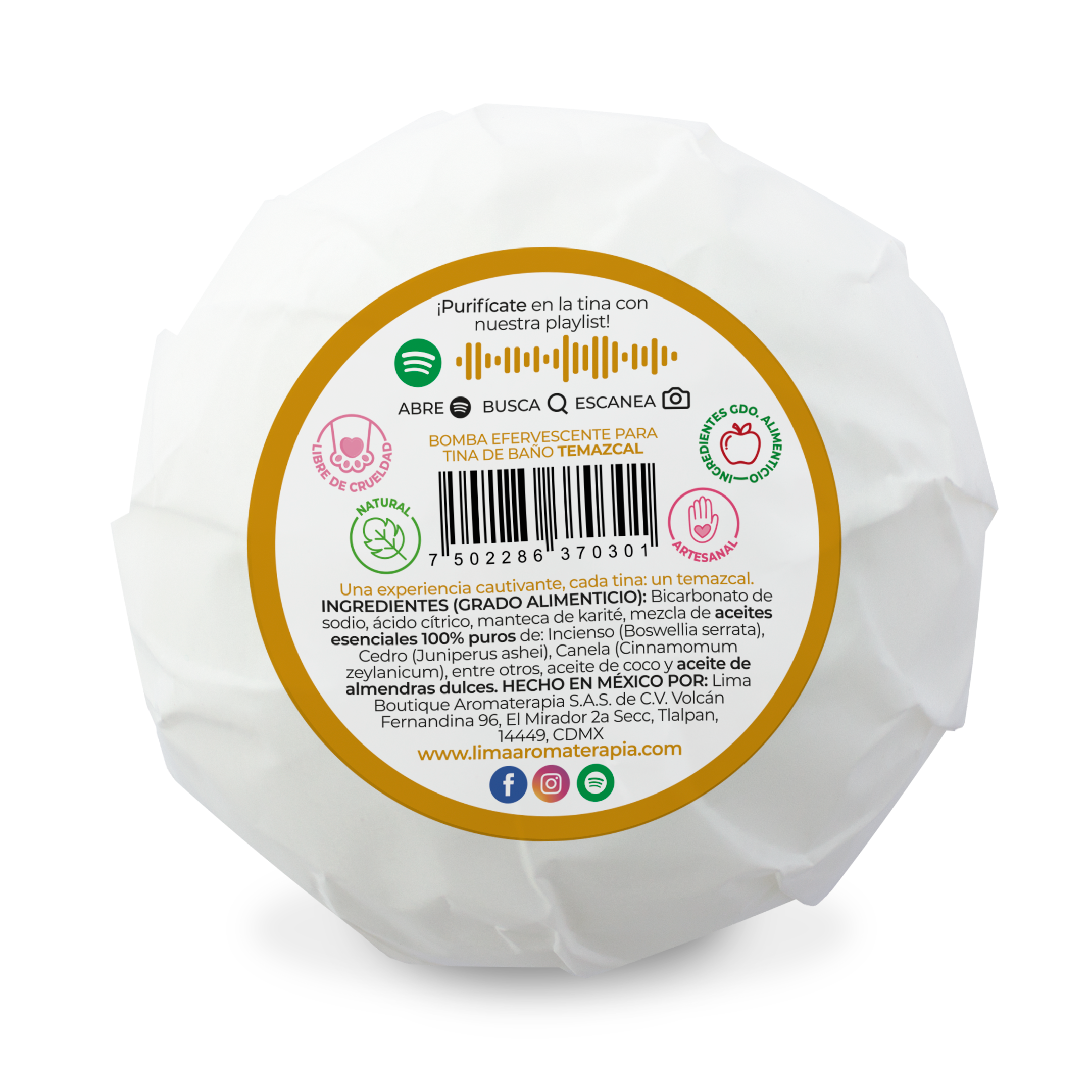 Bomba efervescente para tina Lima Aromaterapia 220 g