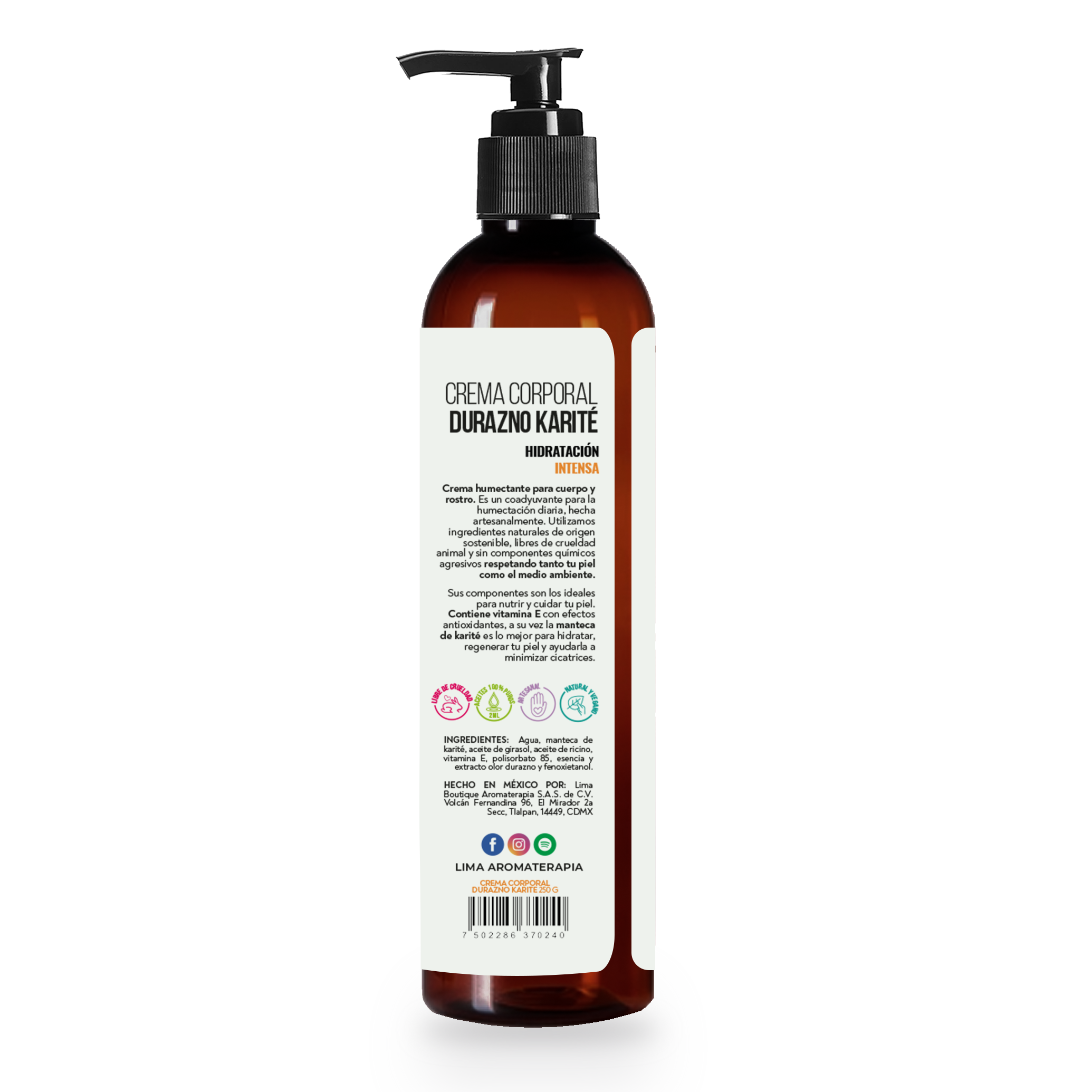 Crema Humectante Artesanal Lima Aromaterapia 250 g